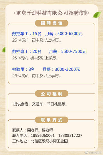 北碚最新招聘信息
